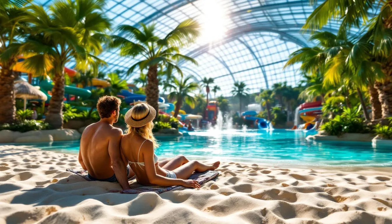 Vue panoramique des Antilles de Jonzac, parc aquatique et centre de loisirs