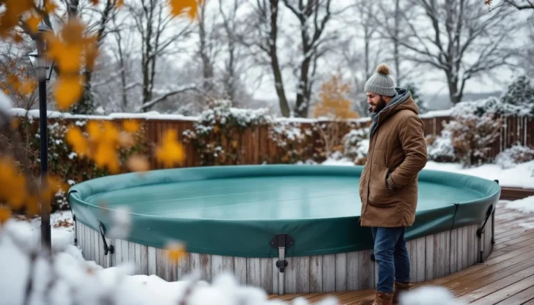 Bâche hivernage piscine hors sol protégeant efficacement la piscine en hiver