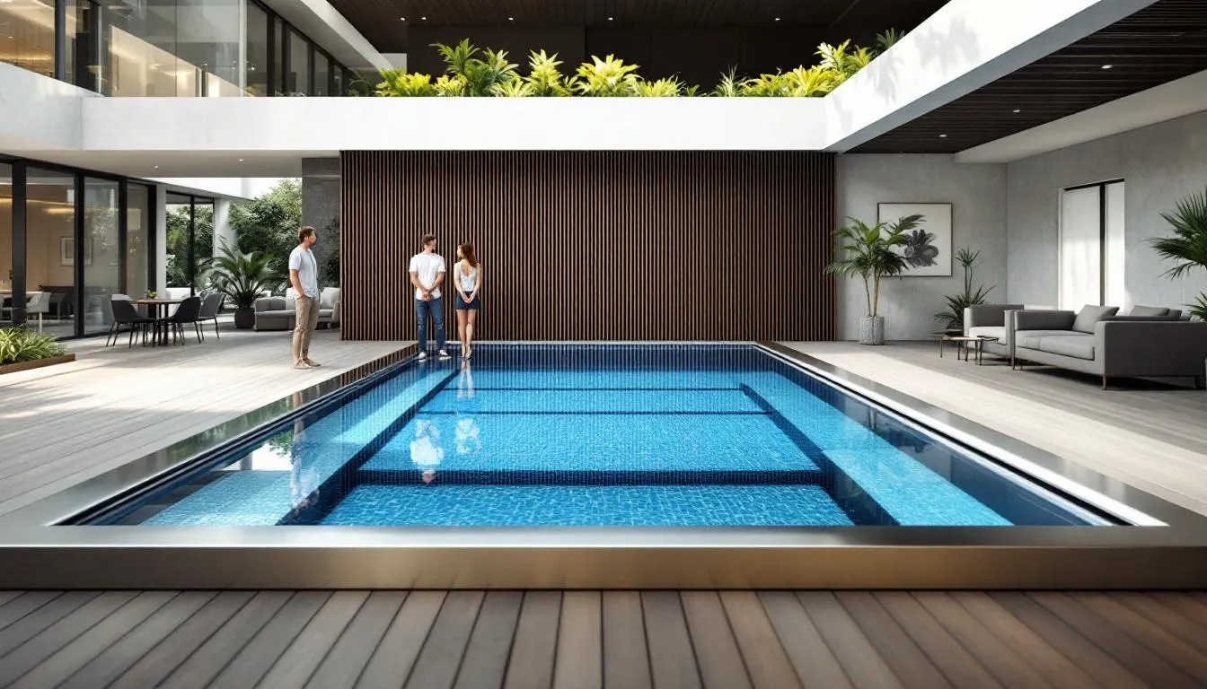 Piscine inox moderne offrant performance thermique et design élégant