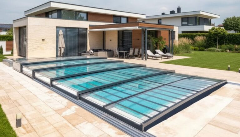 abri de piscine plat