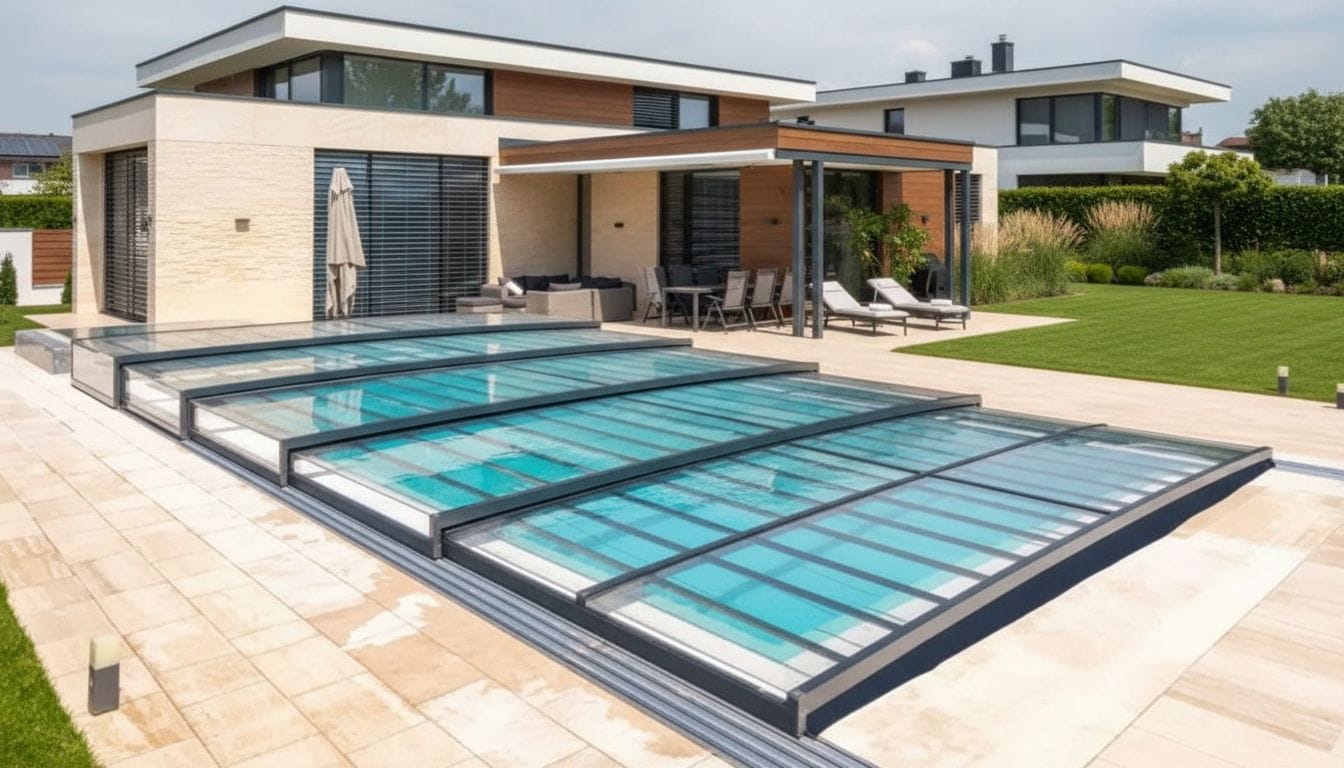 abri de piscine plat