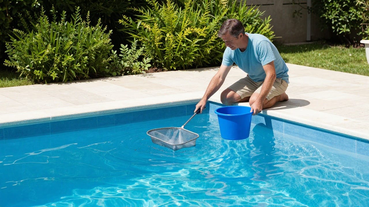 Petit vers nageant dans la piscine, un petit ver aquatique visible