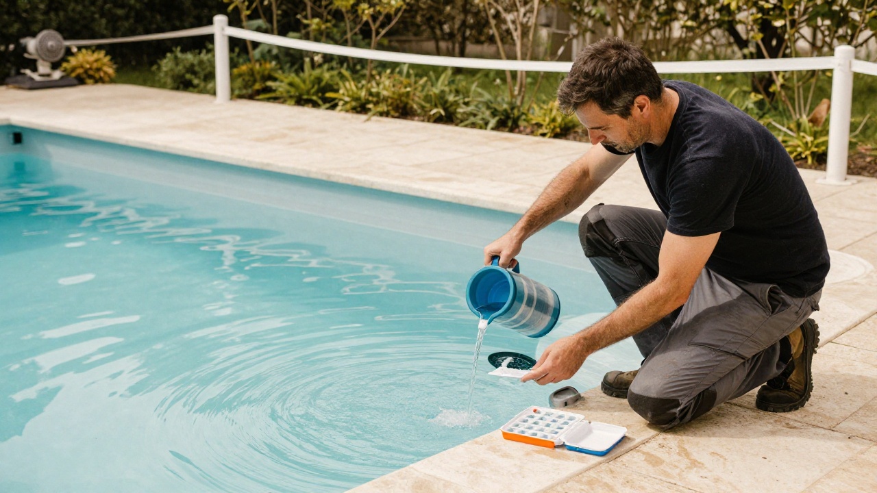 Traitement de la première mise en eau d'une piscine pour l'entretien