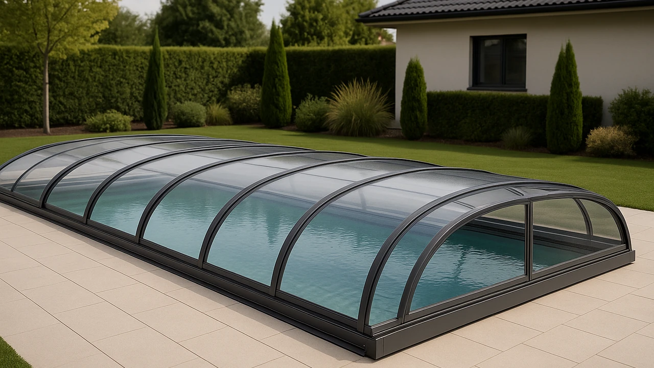 abri de piscine fermé sur un bassin résidentiel sécurisé