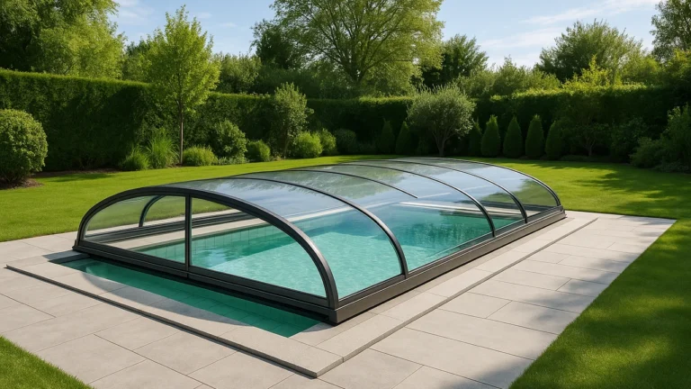 sécuriser une piscine en 2026 avec abri discret et margelles modernes