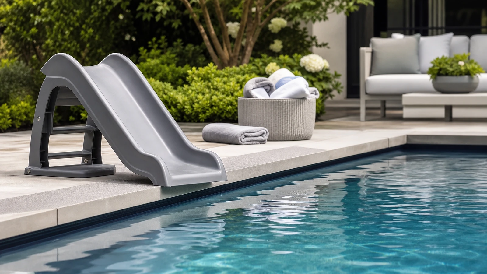 fabriquer un toboggan pour piscine avec zone de réception dégagée