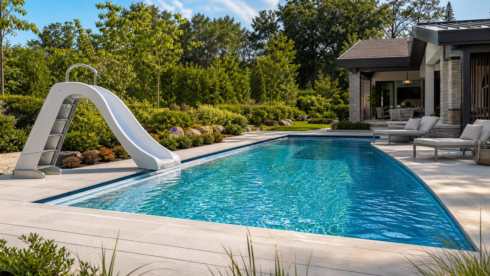 fabriquer un toboggan pour piscine avec bassin résidentiel sécurisé