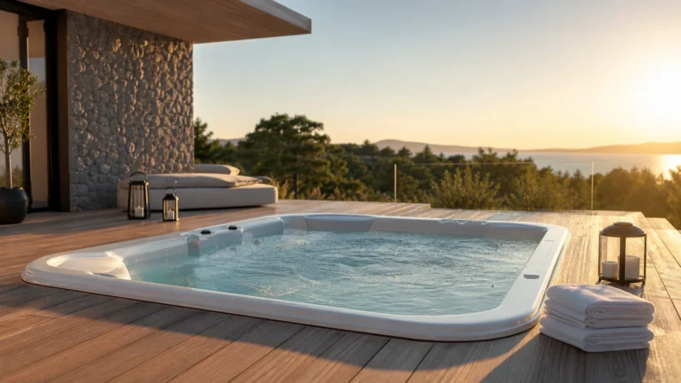 faire l'amour dans un jacuzzi dans un spa extérieur haut de gamme