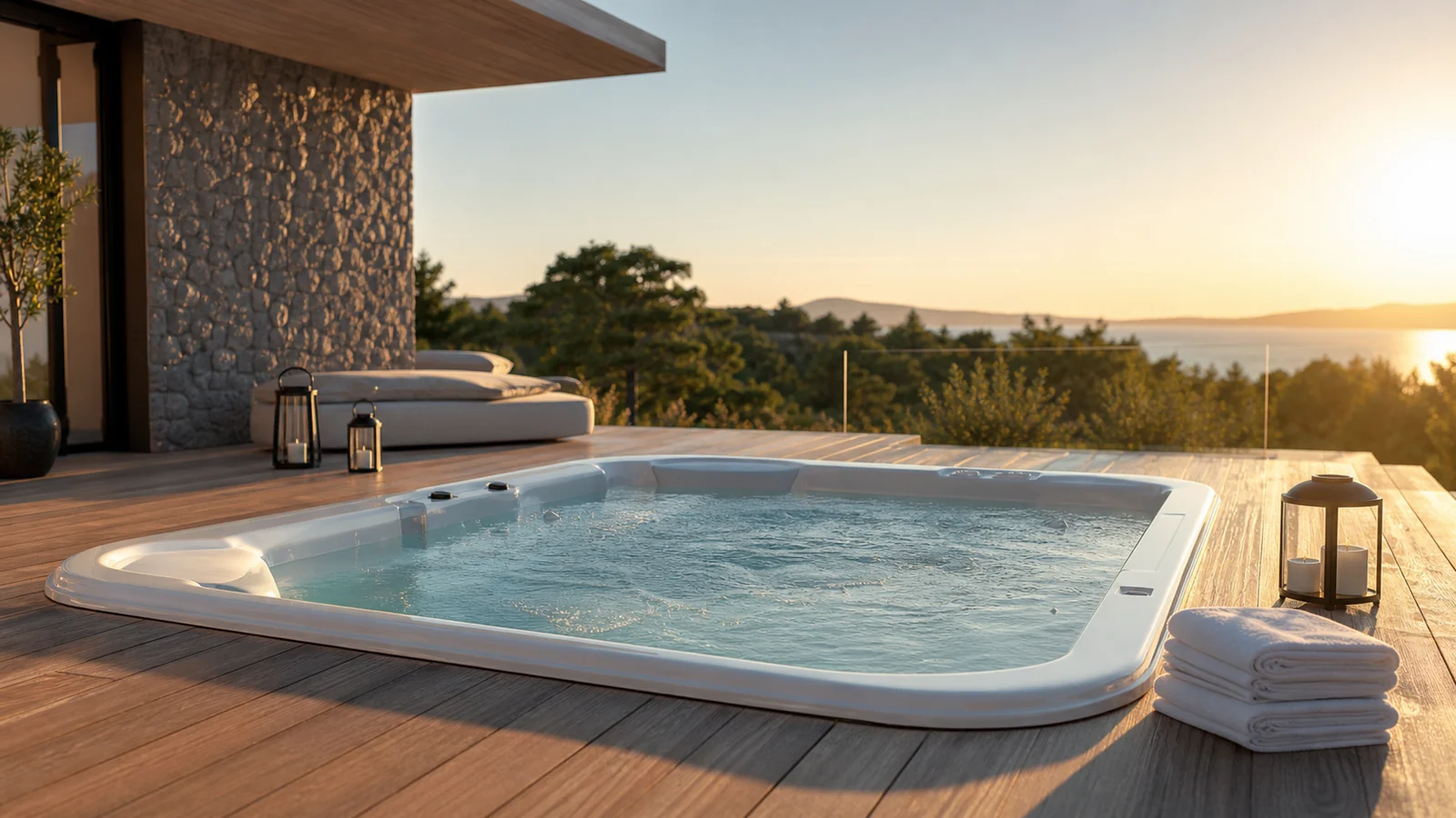 faire l'amour dans un jacuzzi dans un spa extérieur haut de gamme