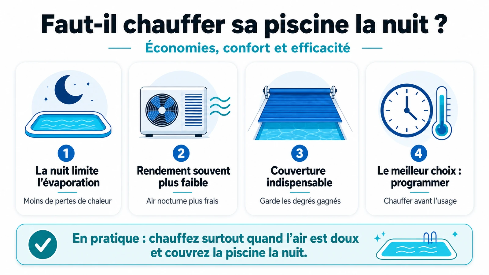 infographie sur faut-il chauffer sa piscine la nuit