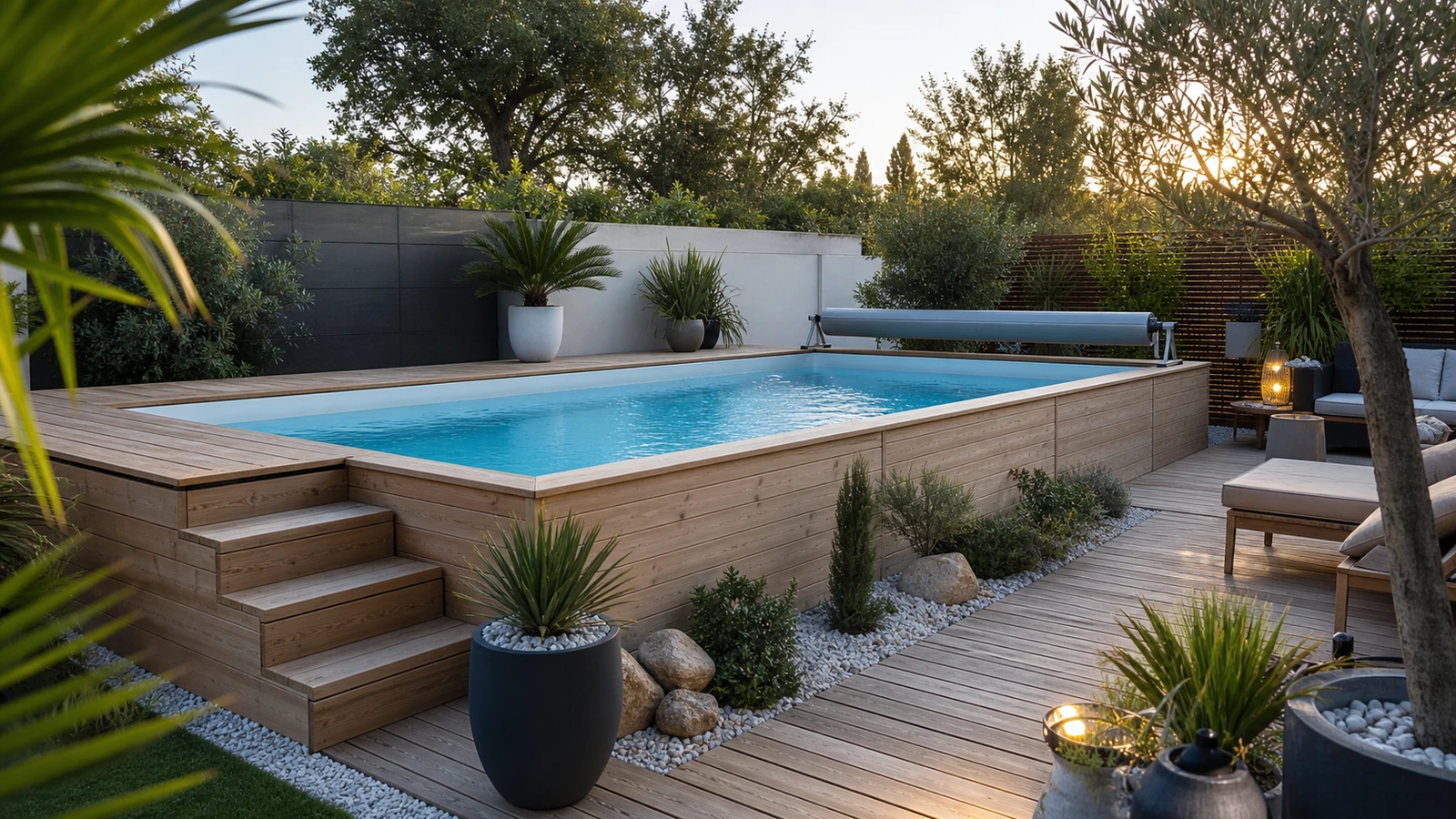 habiller une piscine intex illustré dans une scène éditoriale