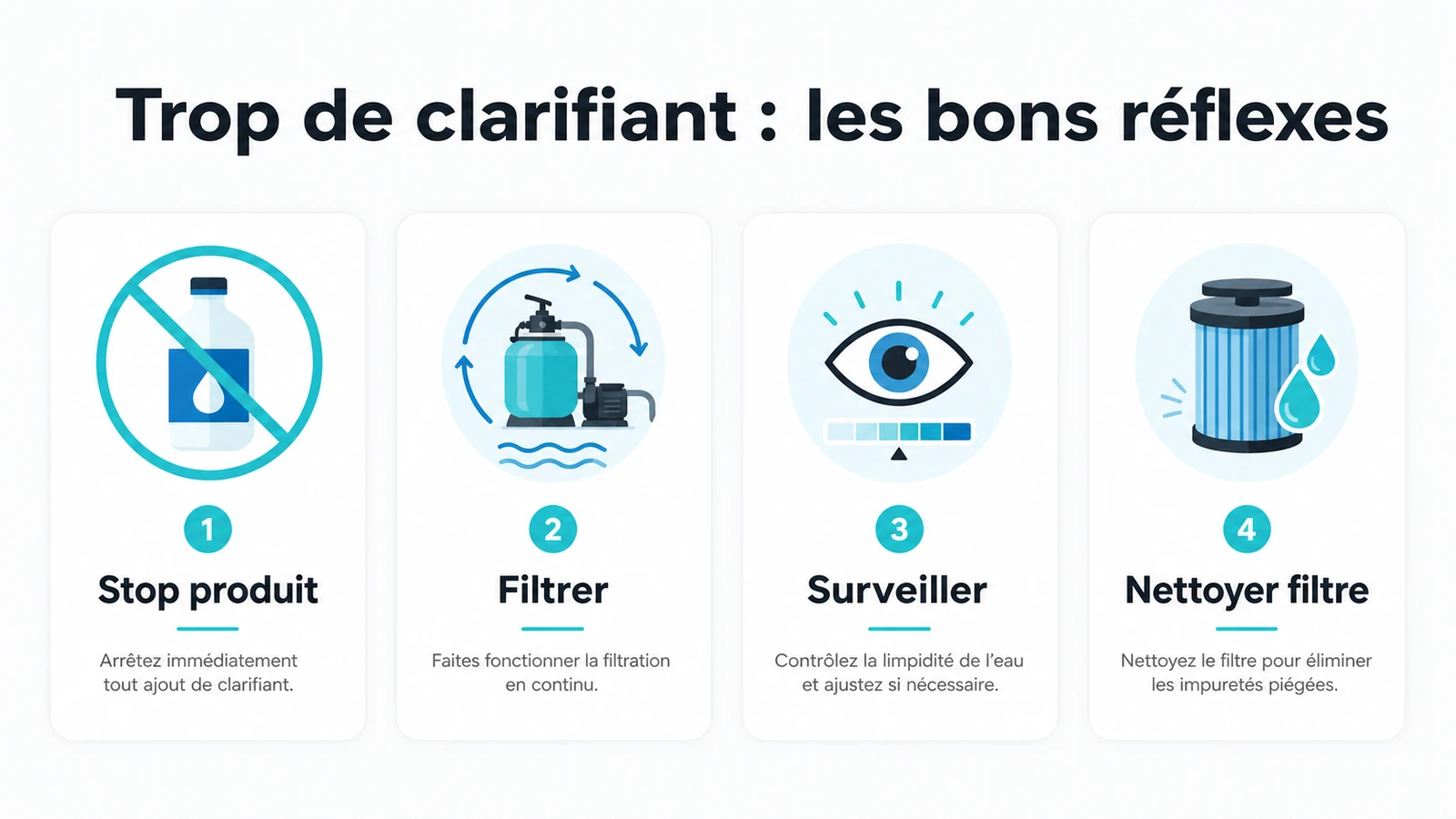 infographie sur j'ai mis trop de clarifiant dans ma piscine