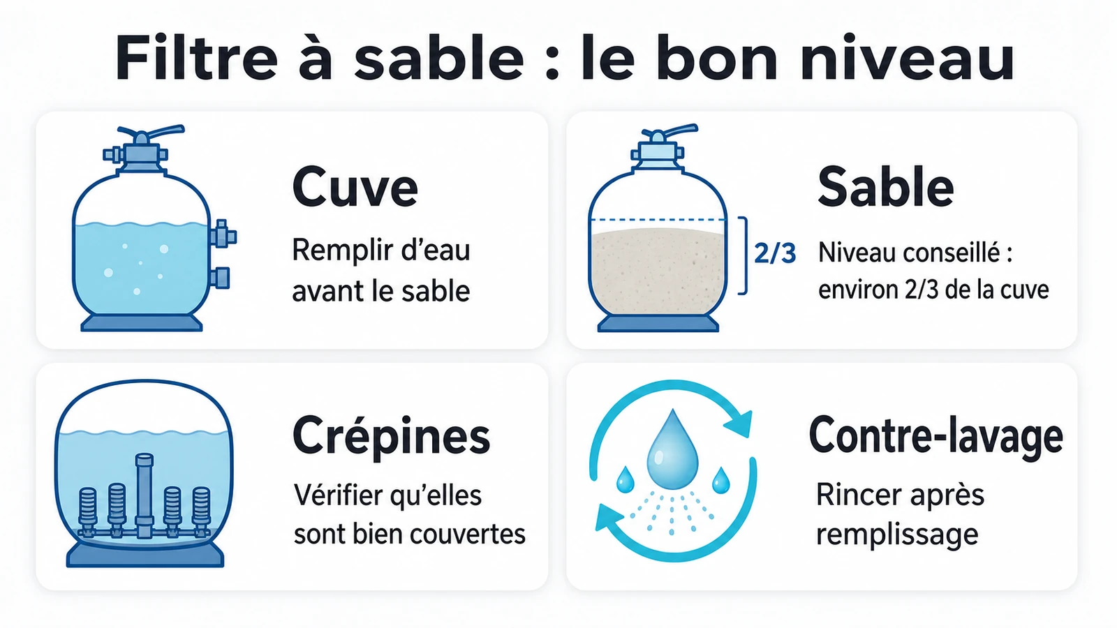 infographie sur niveau remplissage filtre à sable