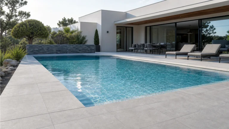 normes pour un carrelage piscine avec margelles antidérapantes modernes