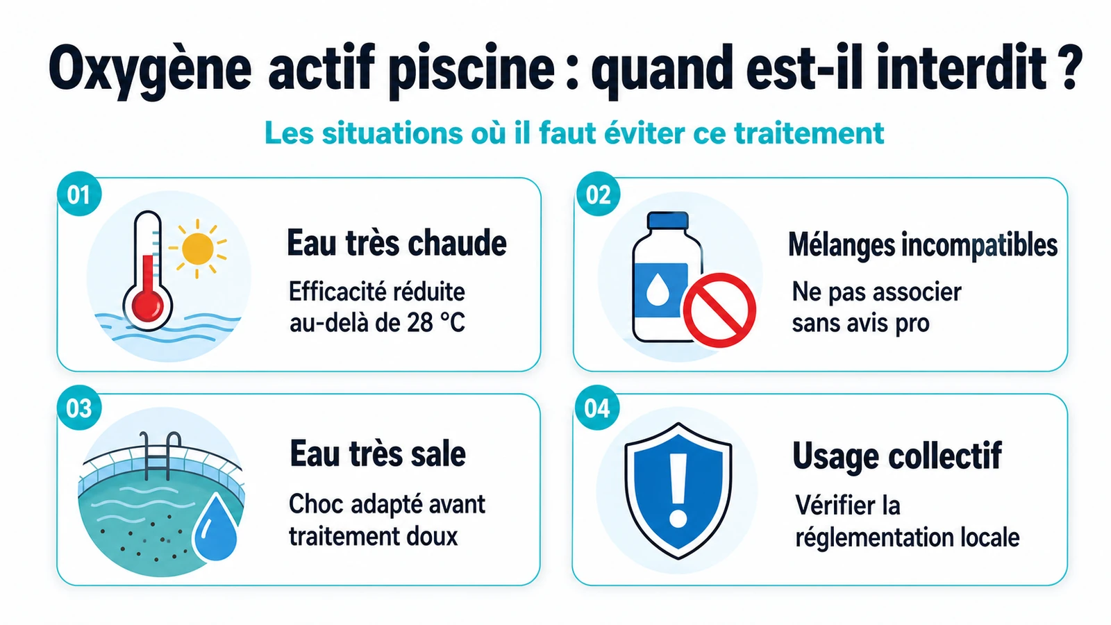 infographie sur oxygène actif piscine interdit
