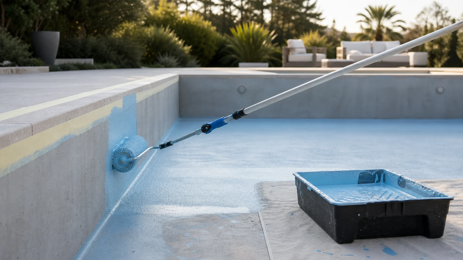 peindre une piscine en béton avec détail pratique illustré