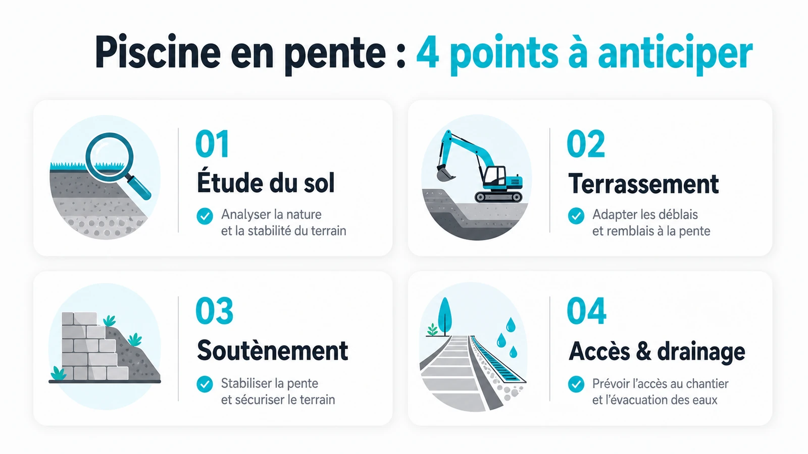 infographie sur piscine sur un terrain en pente