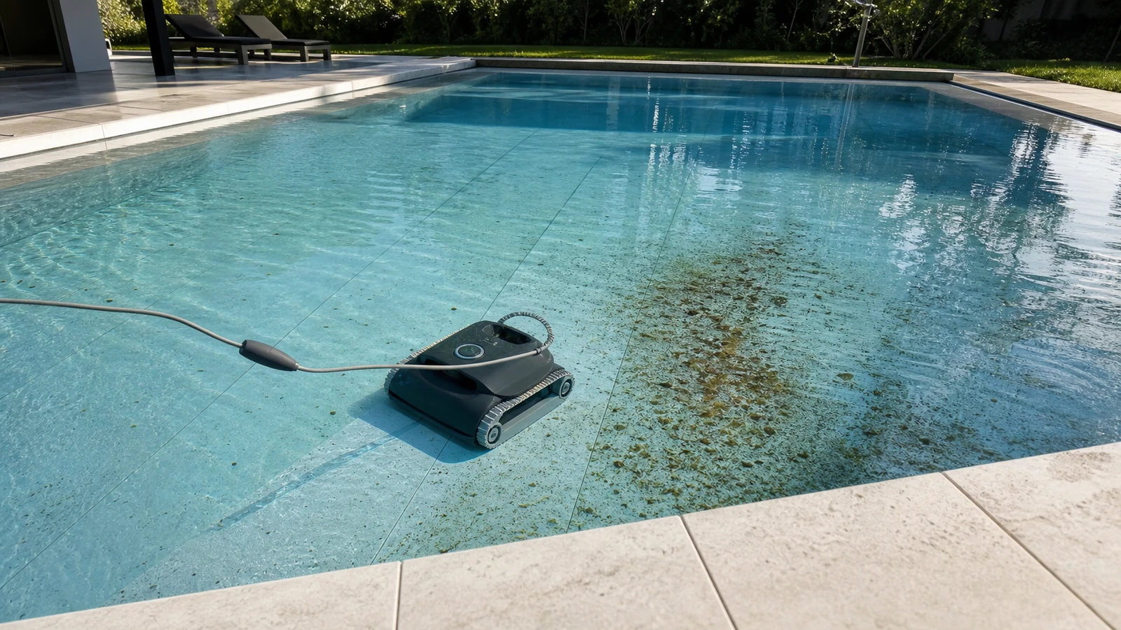 poussière marron au fond de la piscine avec solution pratique d’entretien
